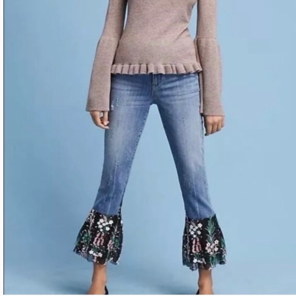 Anthropologie Denim - Anthropologie Flower Bell Bottom Jeans